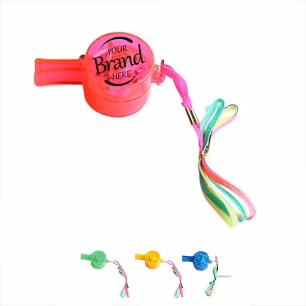 Custom 2.56 in LED Light-Up Whistle With Lanyard Necklace — Sports & Event Accessory
