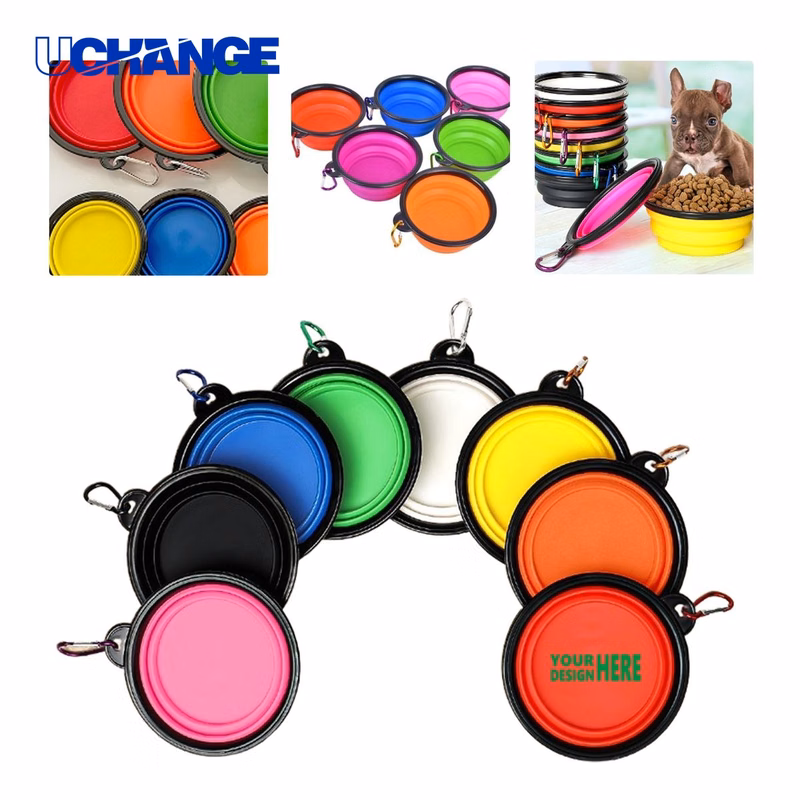 Portable Collapsible Pet Bowl Dish with Carabiner