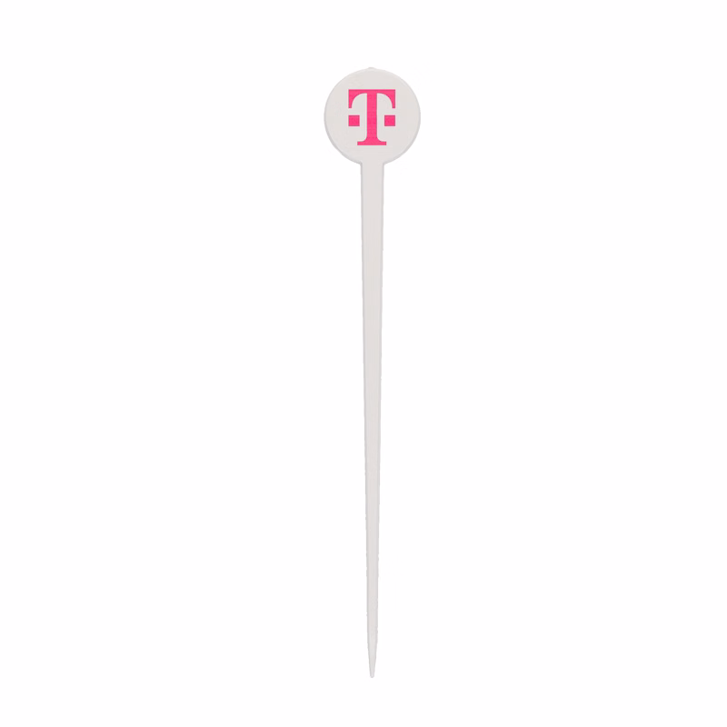 Plastic Food Pick 5.500" Round White Tradition Print