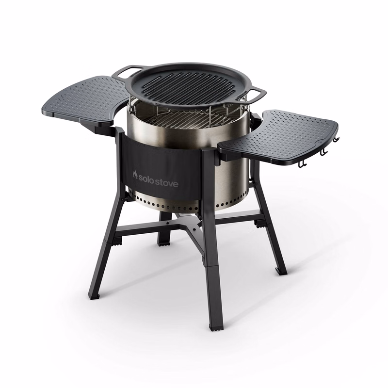 Solo Stove - Bonfire 19.5" Fire Pit Cast Iron Grill Cookout Bundle with Stand