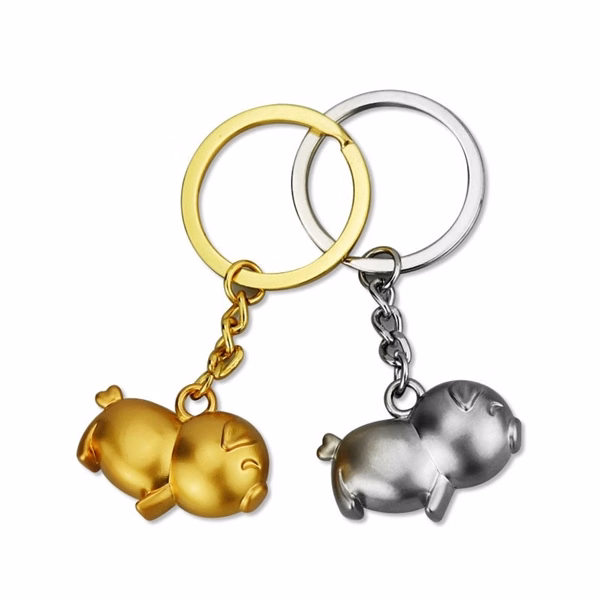 Custom 3D Golden Pig Prosperity Keychain — Banking & Insurance Brand Gift