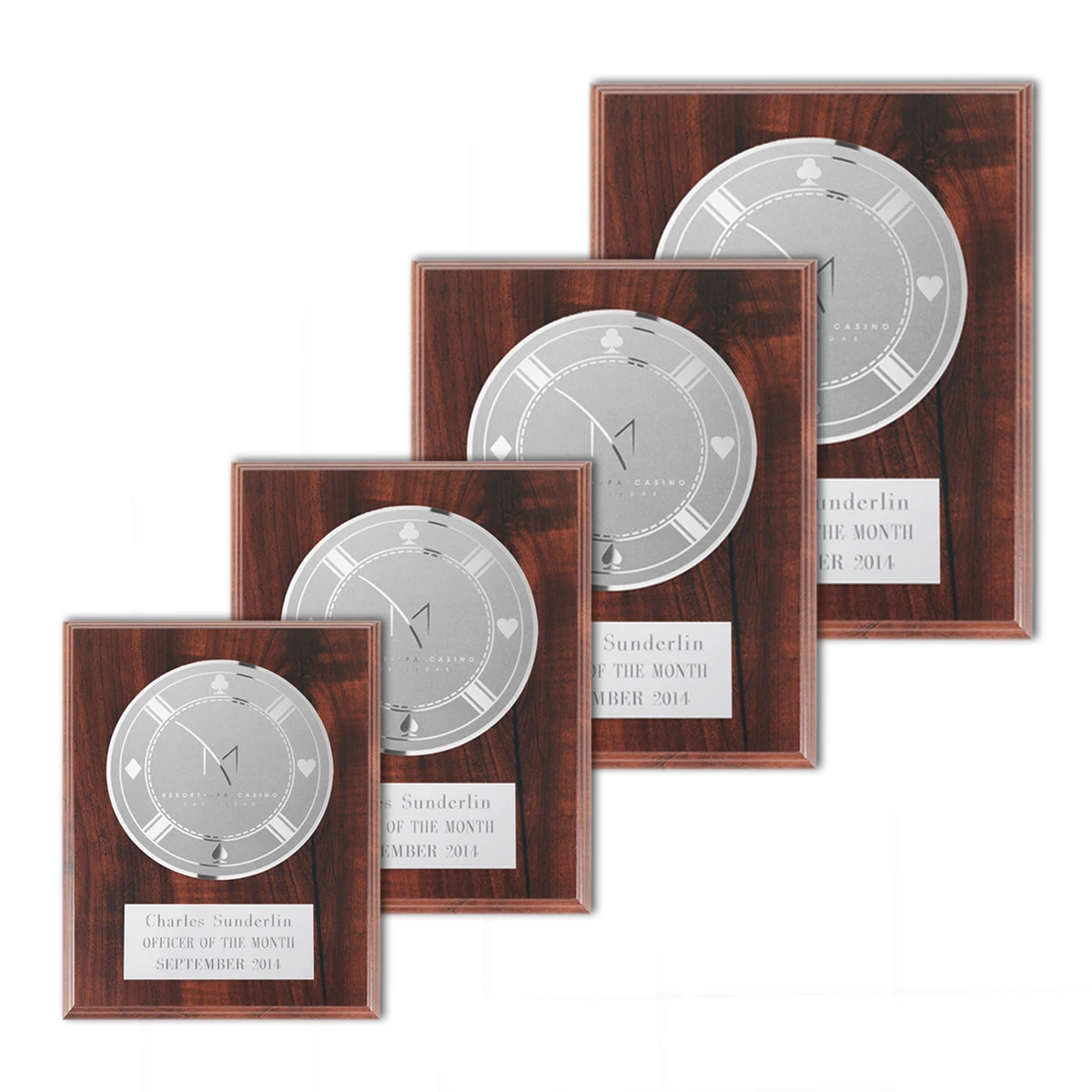 Etch/Frosted Plaq - Walnut Finish/Silver 1