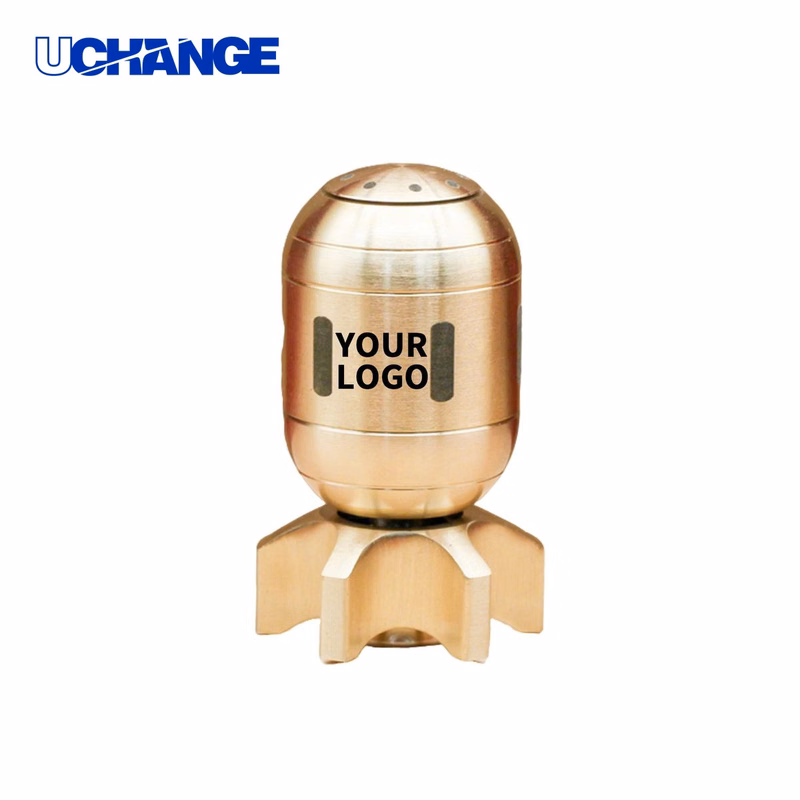 Solid Brass Torpedo Fidget Spinner Toy 1.4" Length X 1.4" Width X 2.3" Height