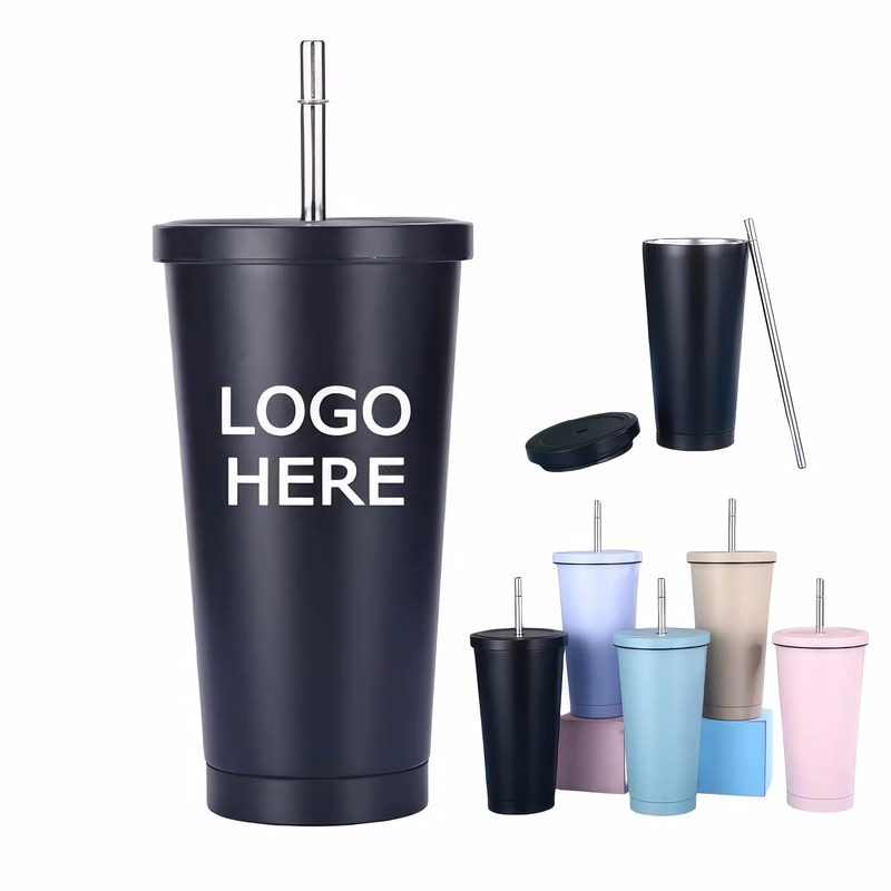16.9/25 oz Stainless Steel Tumbler with Lid and Straw