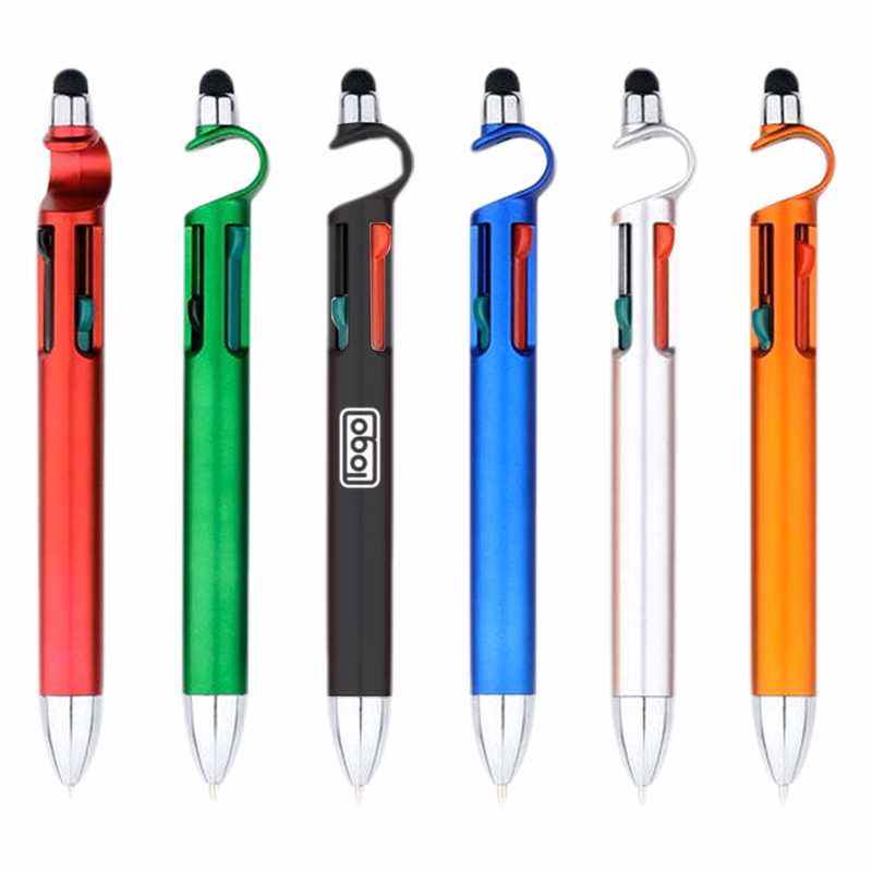 4 Color Stylus Ballpoint Pen w/ Phone Stand