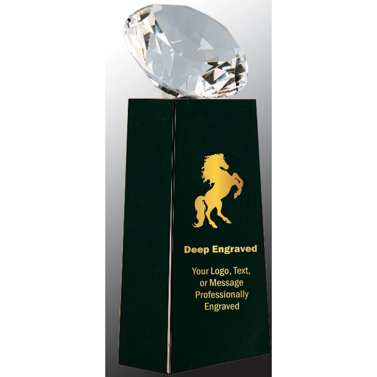 7 3/4" Crystal Diamond Award on Black Crystal Pedestal 1