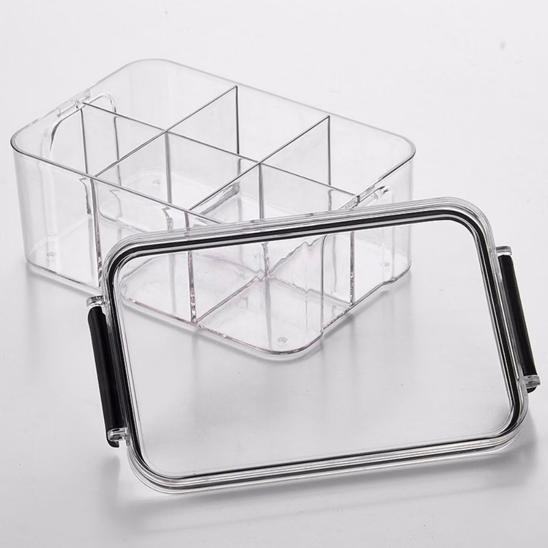 6 Grids Sealed Transparent Storage Box With Lid