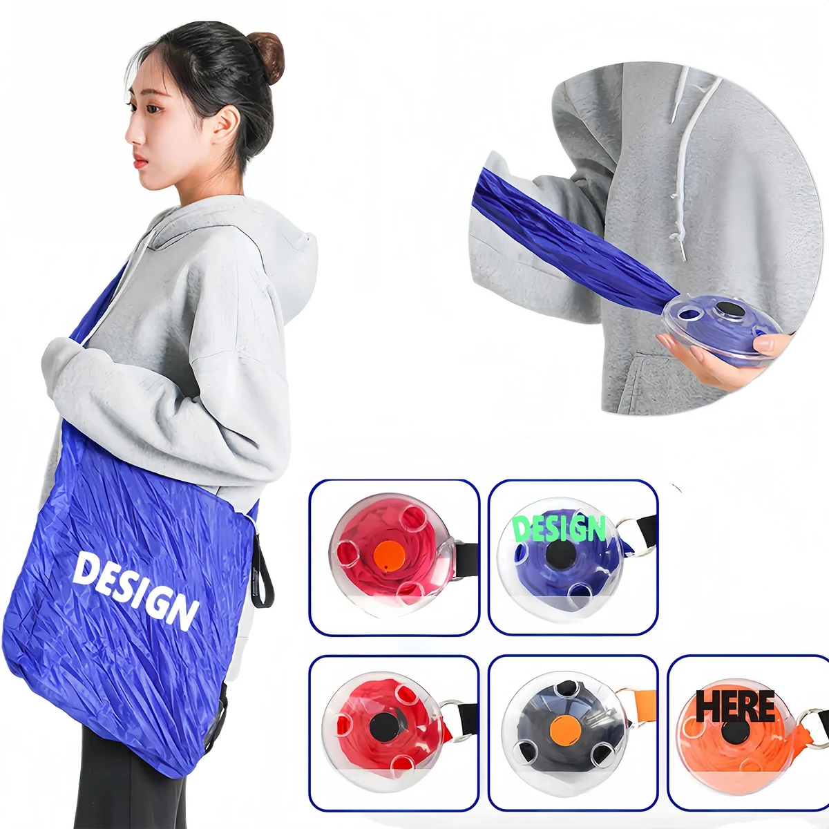 Compact Portable Telescopic Handle Folding Shopping Bag 1