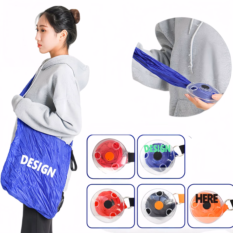 Compact Portable Telescopic Handle Folding Shopping Bag