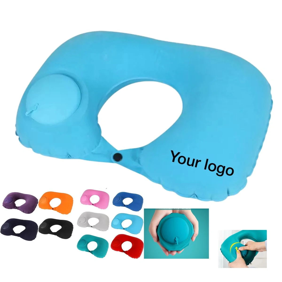 Portable Inflatable Flocked U-Shape Cervical Pillow 1