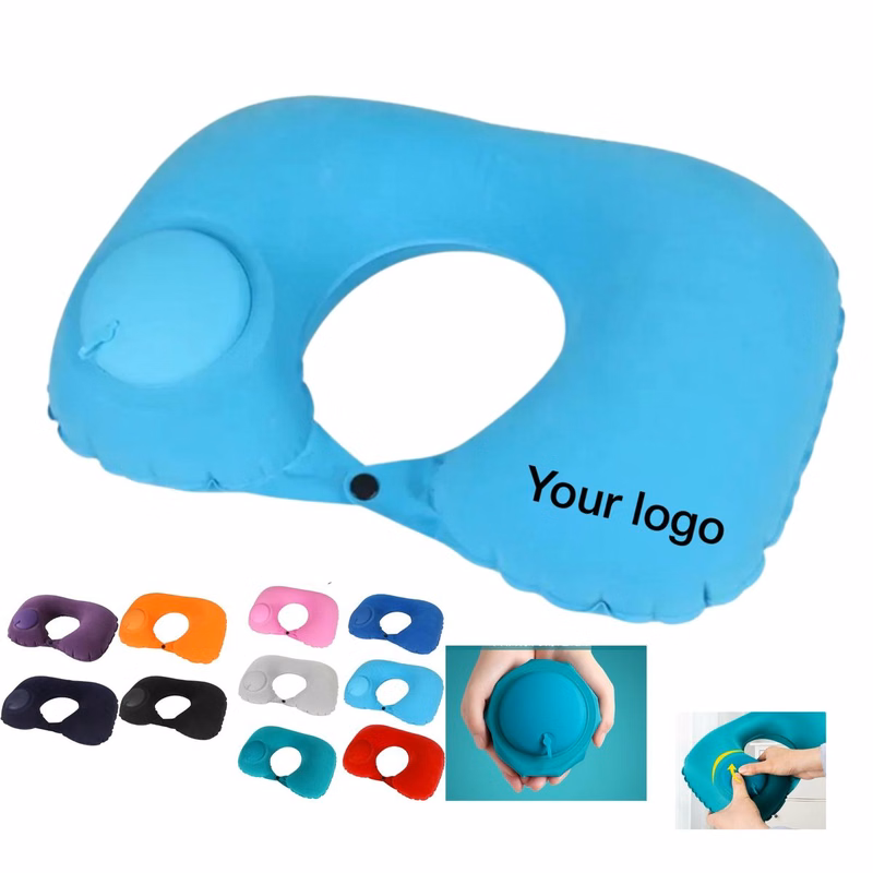 Portable Inflatable Flocked U-Shape Cervical Pillow