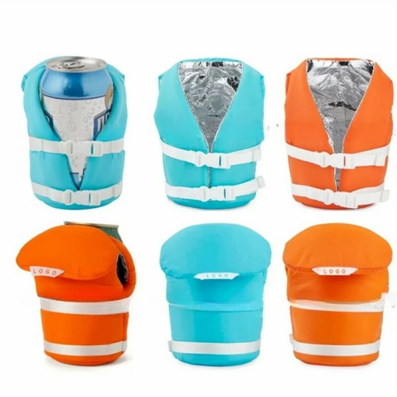 MINI Life Vest Jacket Can Cooler, custom koozie with logo imprint 1