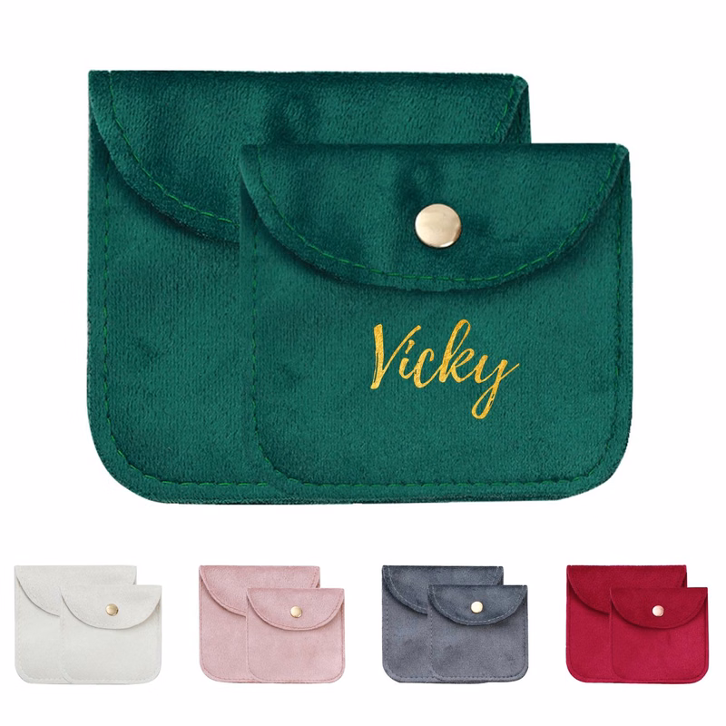 Velvet Snap Button Jewelry Pouch