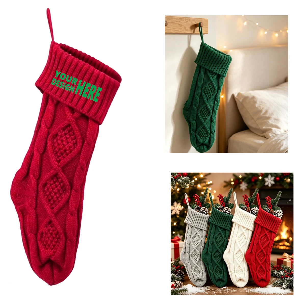 Cable Knit Christmas Stocking 1