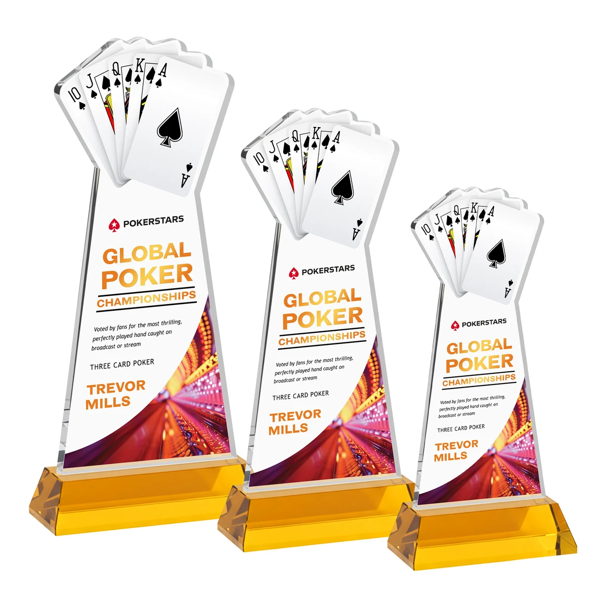 Poker VividPrint™ Award on Hartford Base - Amber 1