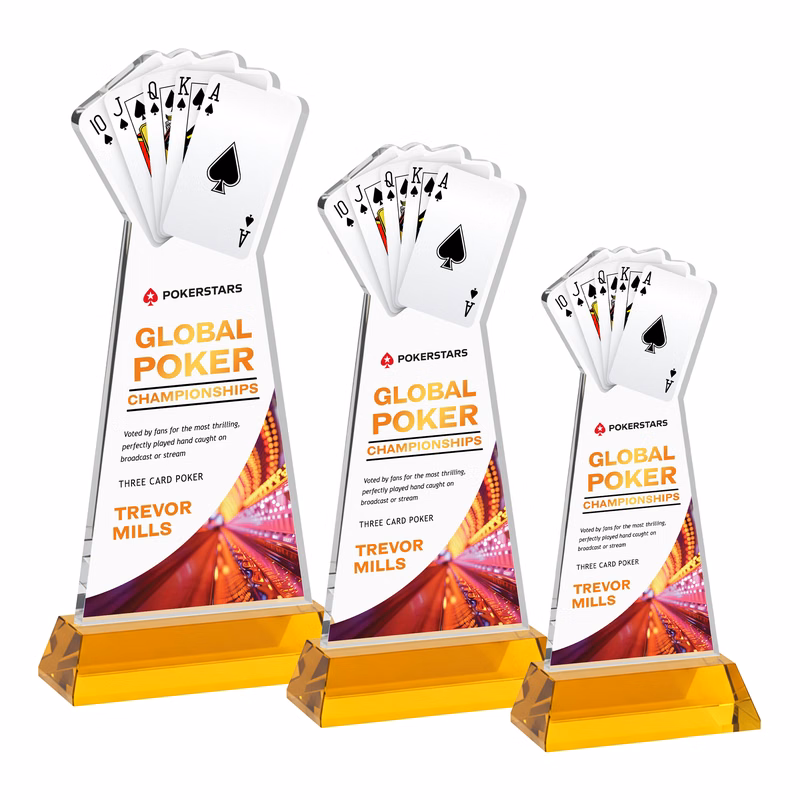 Poker VividPrint™ Award on Hartford Base - Amber