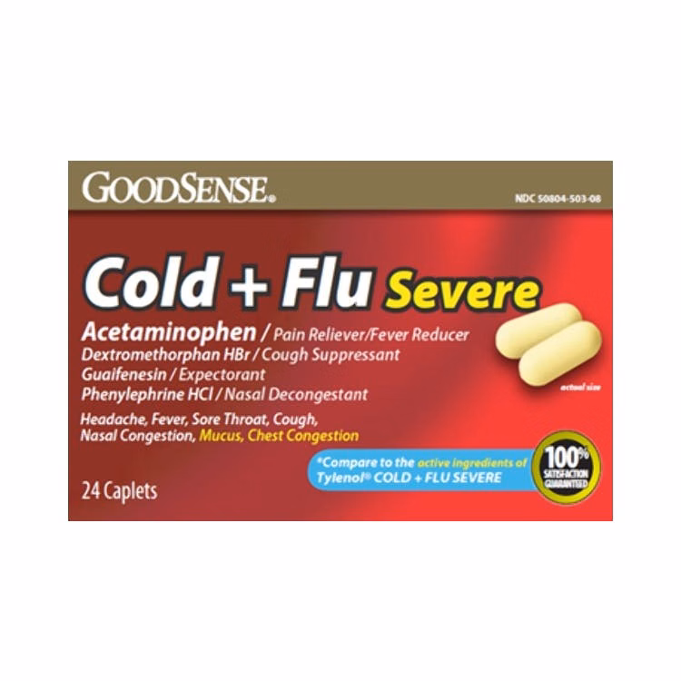 GoodSense Severe Cold + Flu Caplets - 24/Box