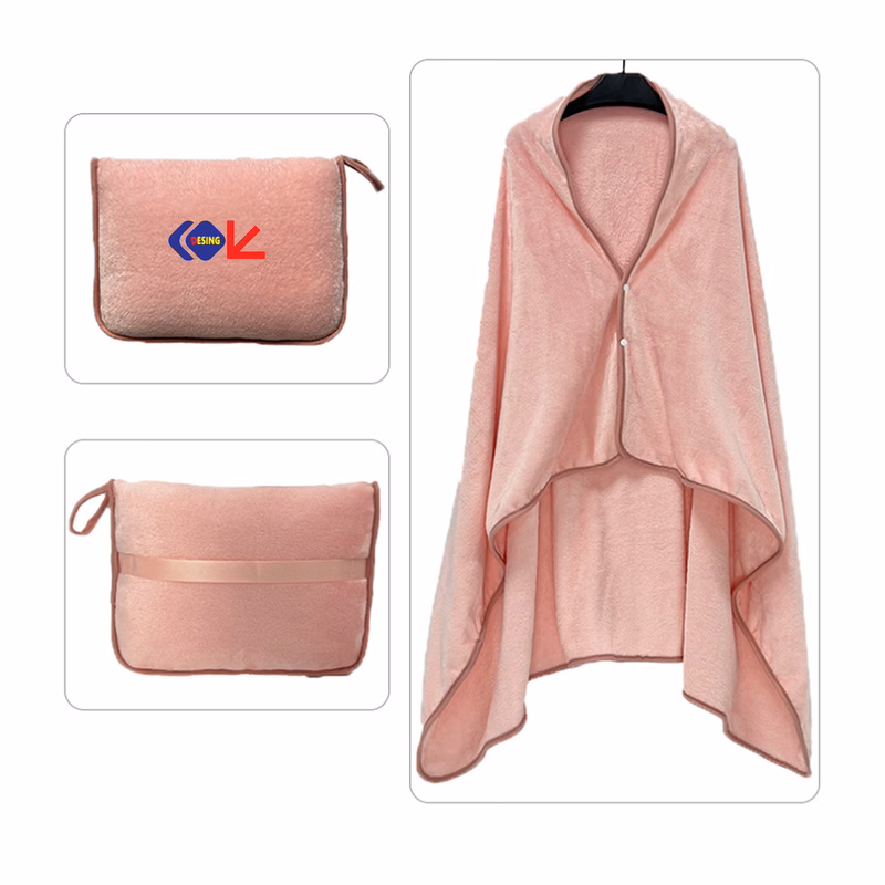 Coral Fleece Wearable Blanket with Storage Pouch