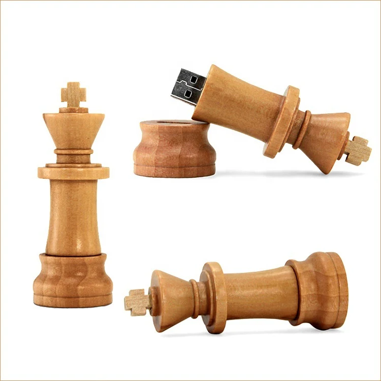 Wooden King Chess Piece Shaped USB Flash Drive (1 GB) 1