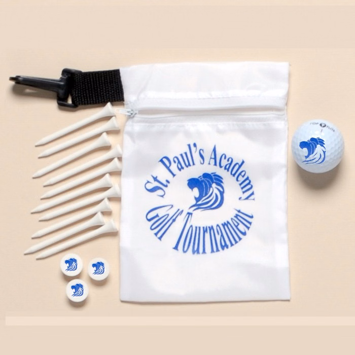 Zipper Golf Pouch w/ 1 "Wilson Ultra" Ball, Ten 2 3/4" Tees & 3 Markers