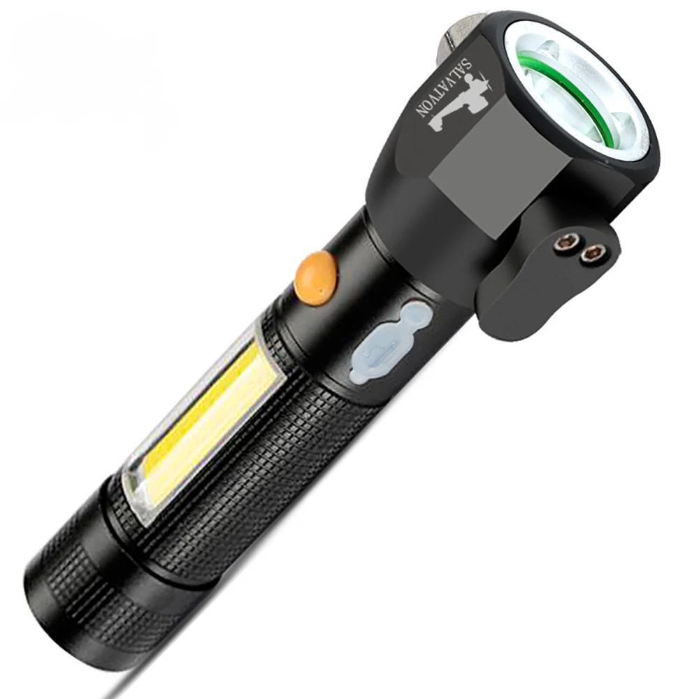 Multifunctional USB Chargeable COB Flashlight with Window Hammer 1