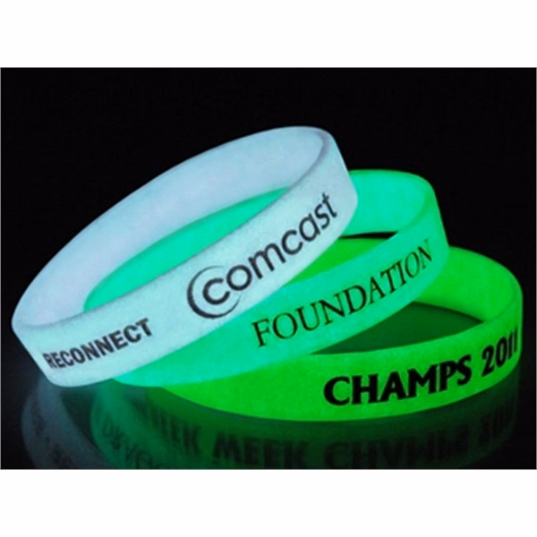 Glow in the Dark Printed 1/2" Inch Custom Silicone Wristband