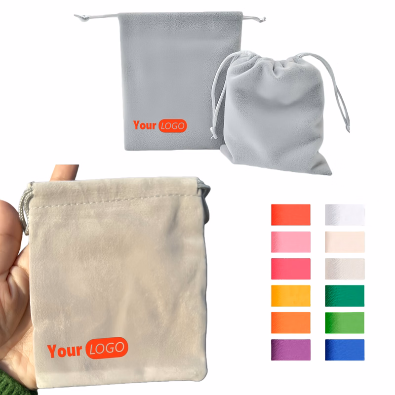 Solid Color Nylon Velvet Drawstring Storage Bag