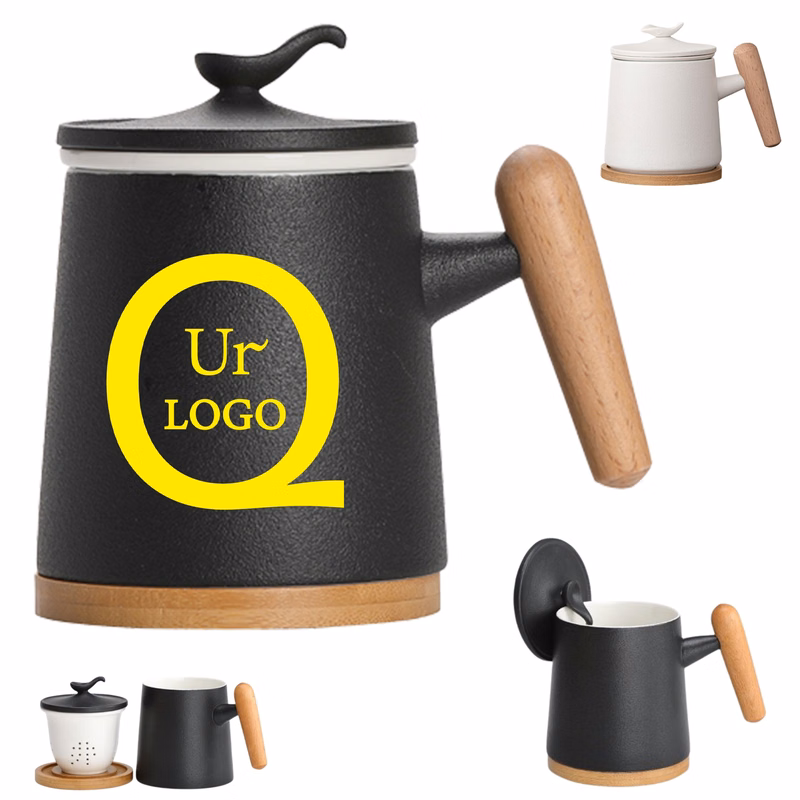 10Oz/300Ml Ceramic Teacup W/ Coaster And Infuser