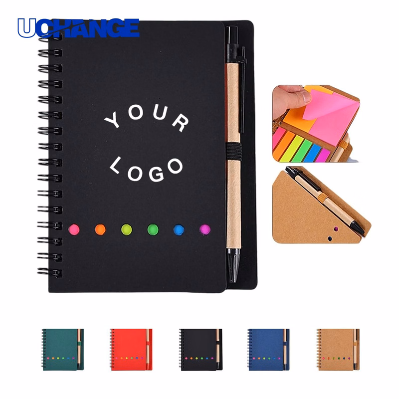 Kraft Cover Notebook Set with Sticky Notes and Pen
