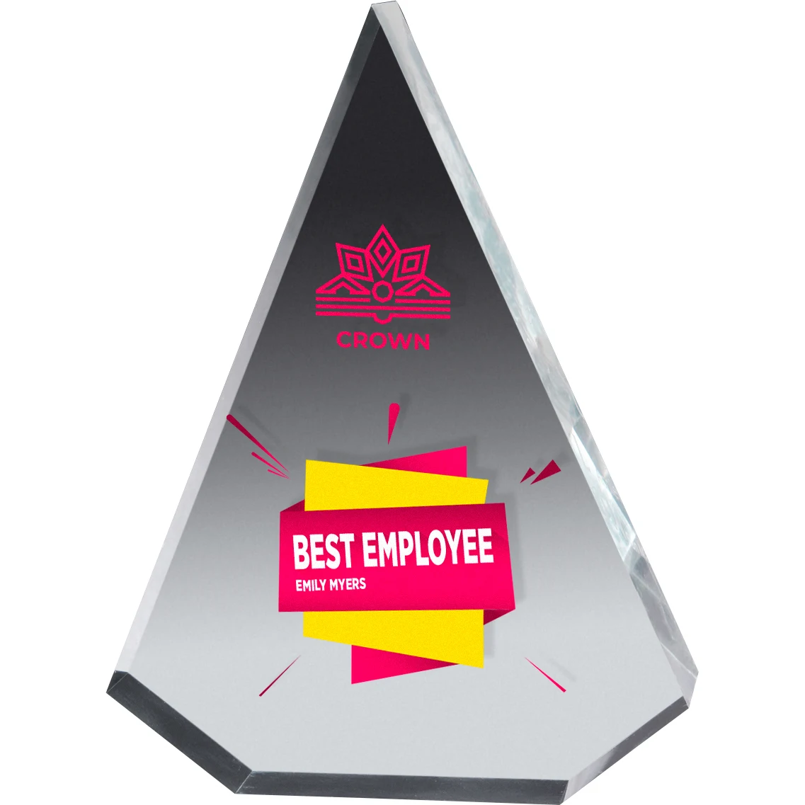 Pyramid 3/4" Thick Clear Acrylic Award (4 1/2"x 6"x 3/4") Full Colour PhotoImage 1