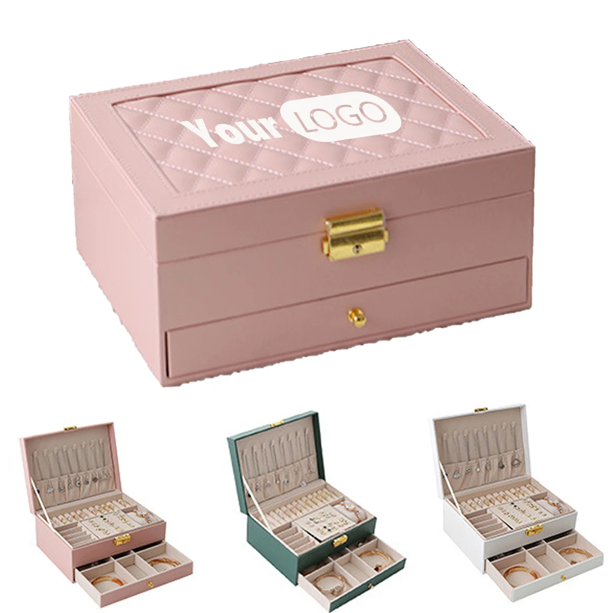 Double-Layer Drawer-Style Leather Jewelry Box 1