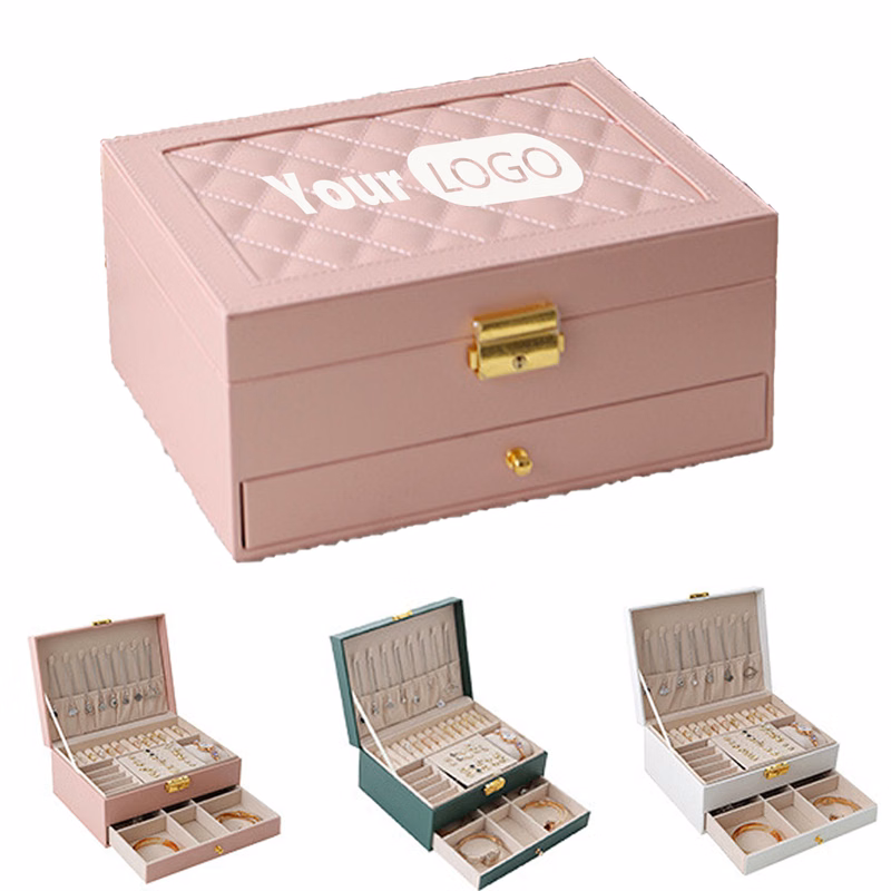 Double-Layer Drawer-Style Leather Jewelry Box