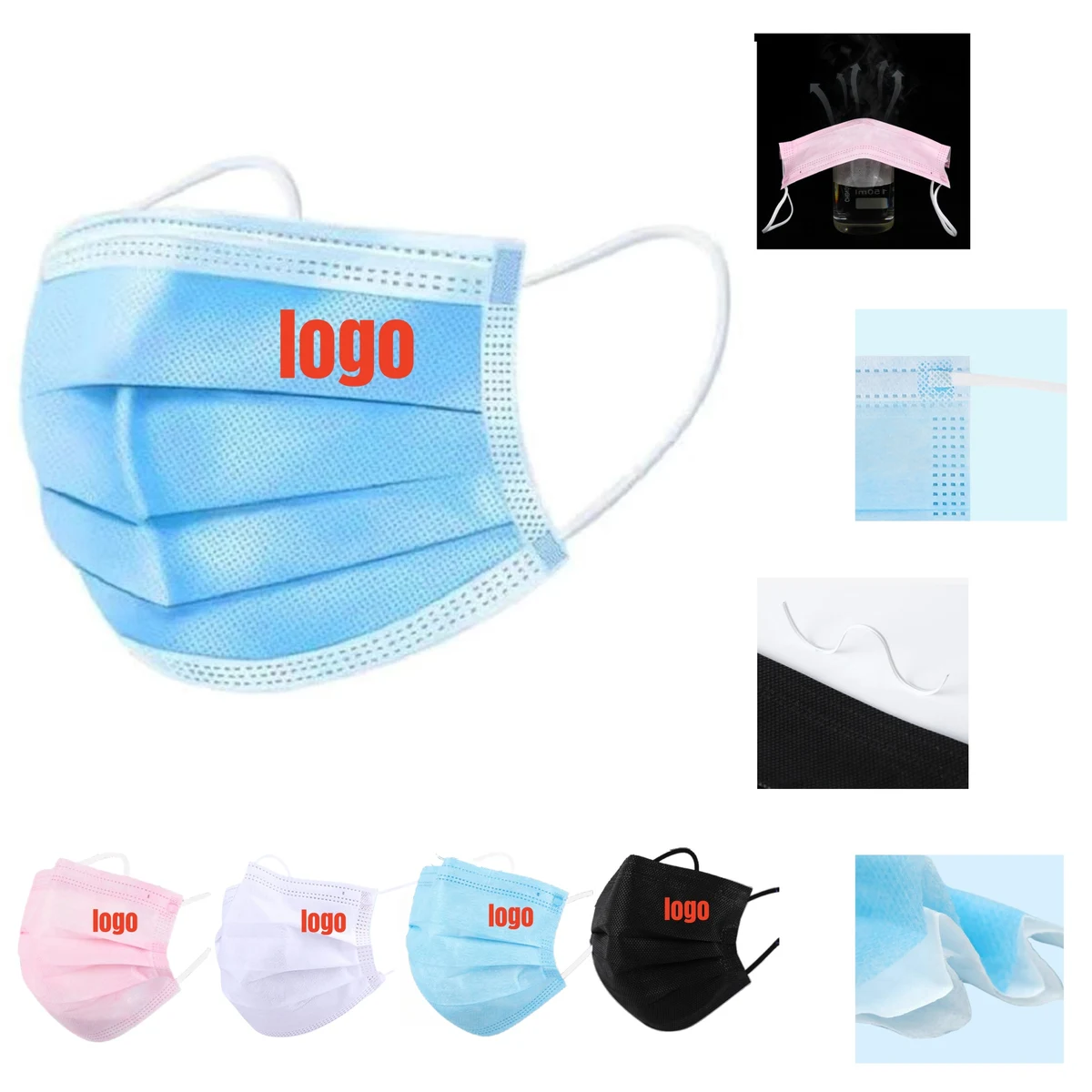 ?Low MOQ Face Masks-Full-Color Logo Printing & Antibacterial 1