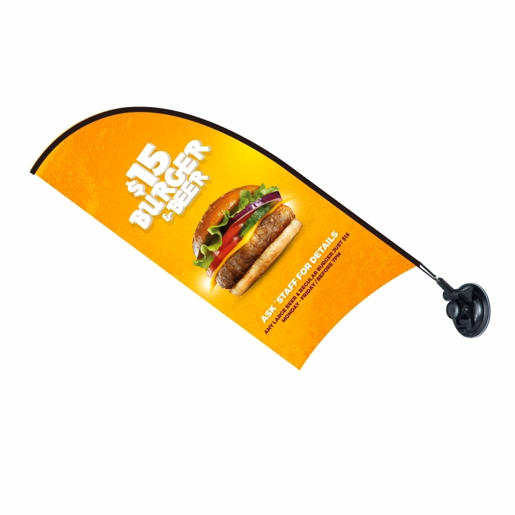 12'x27' Single-Side Imprint Blade Mini Flag-Suction Cup Base