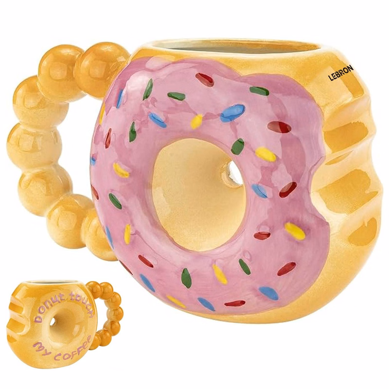 12oz Painted Ceramic Donut Mug