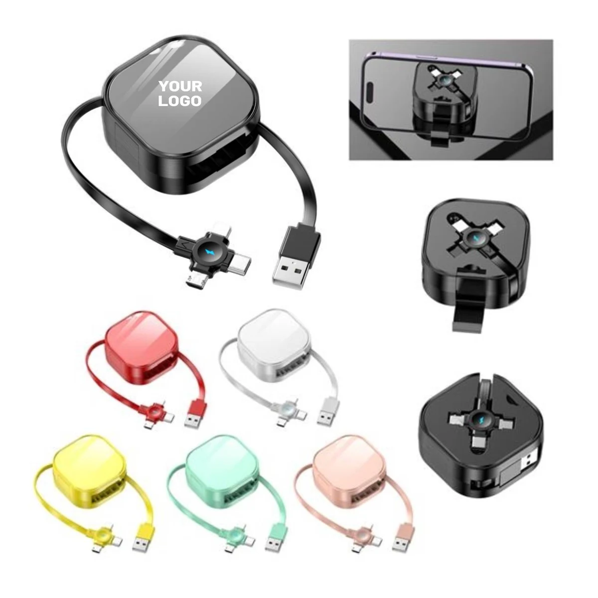 3 in 1 Retractable Charging Cable with Phone Stand 1