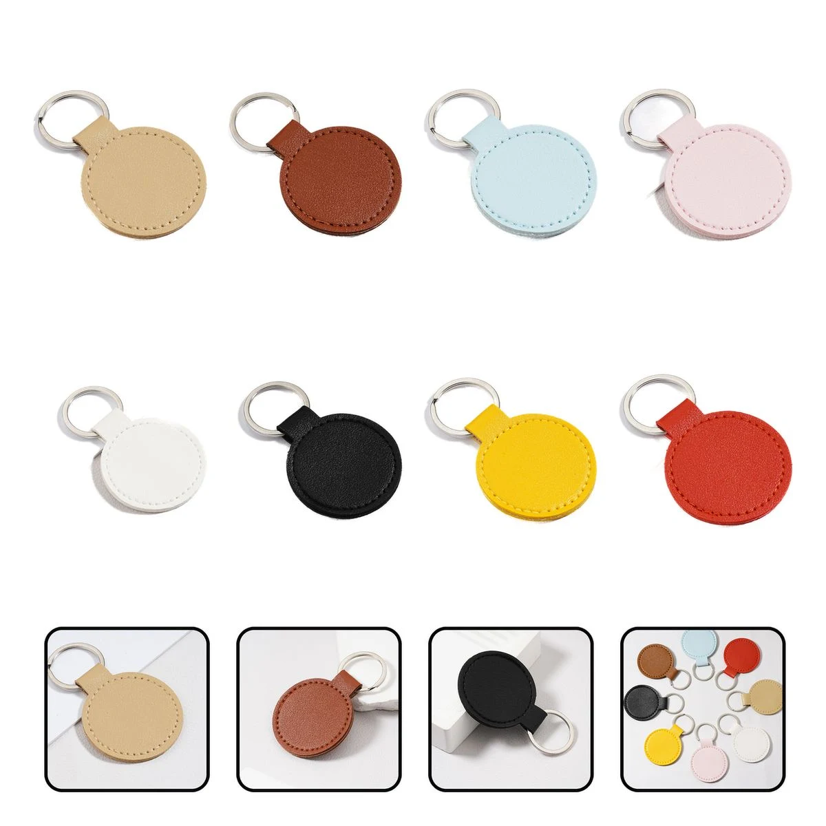 Stitched Circular Key Tag for Bags 1