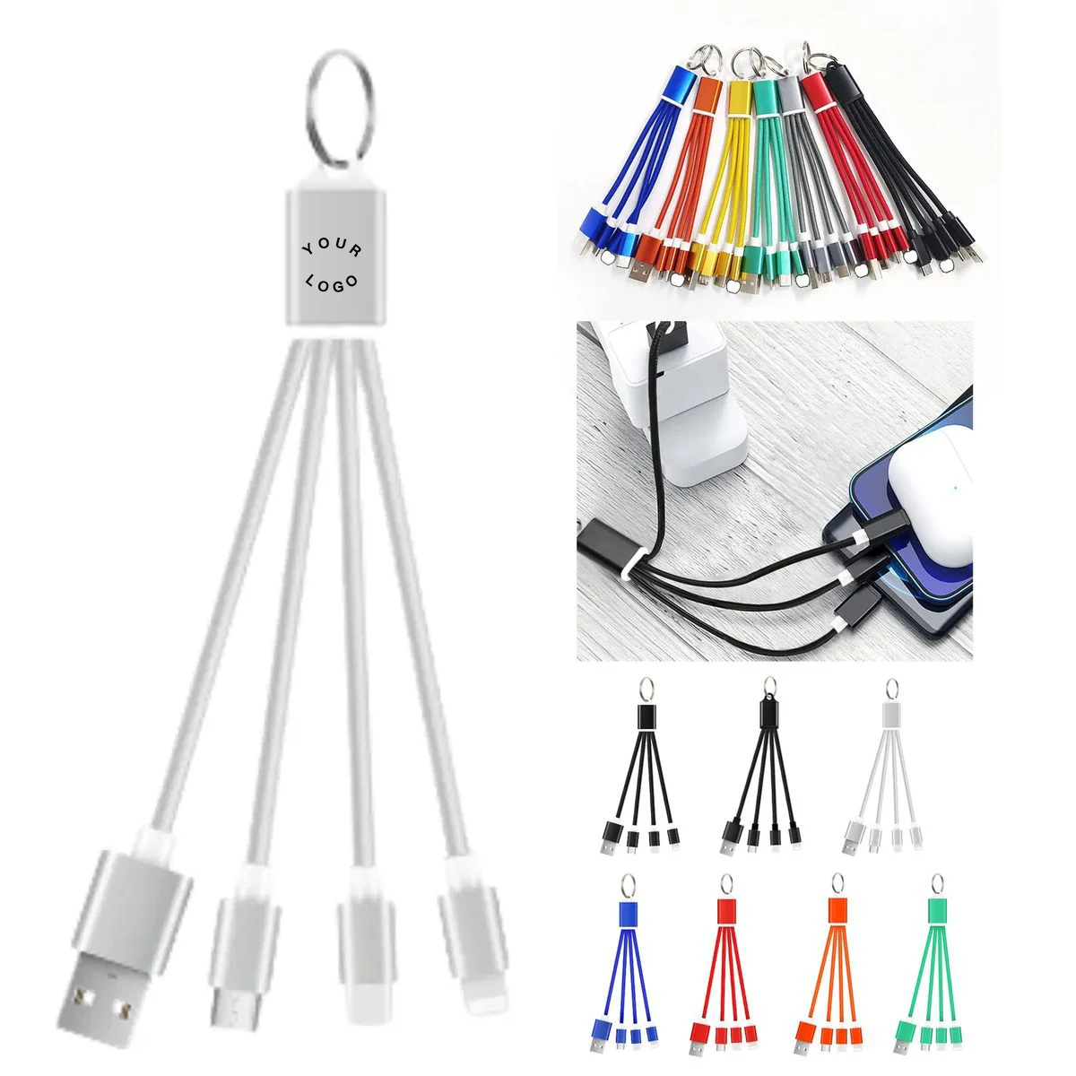 Aluminum Charging Cable Keychain 3in1 1