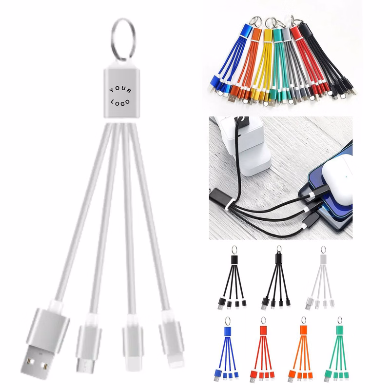 Aluminum Charging Cable Keychain 3in1