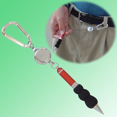 RETRACTABLE KEYCHAIN W/ HOOK & BLACK SPONGE GRIP