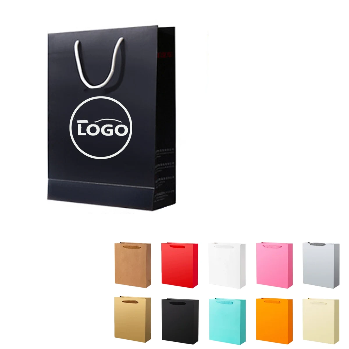 Custom White Card Paper Bags 1