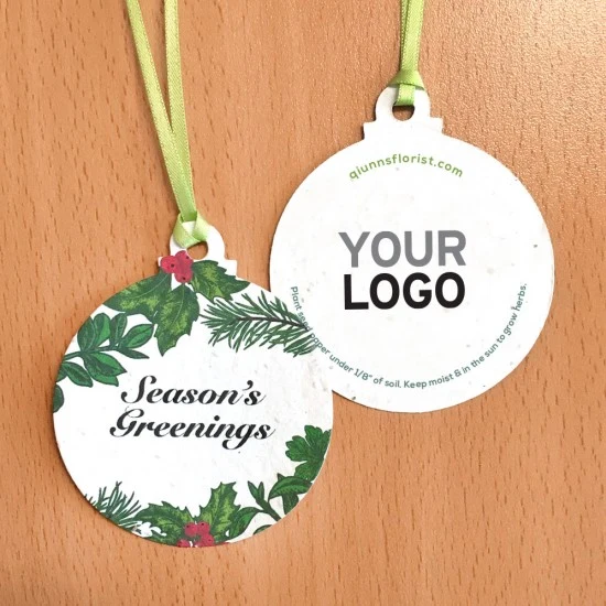 Season's Greenings Seed Paper Ball Ornaments 1