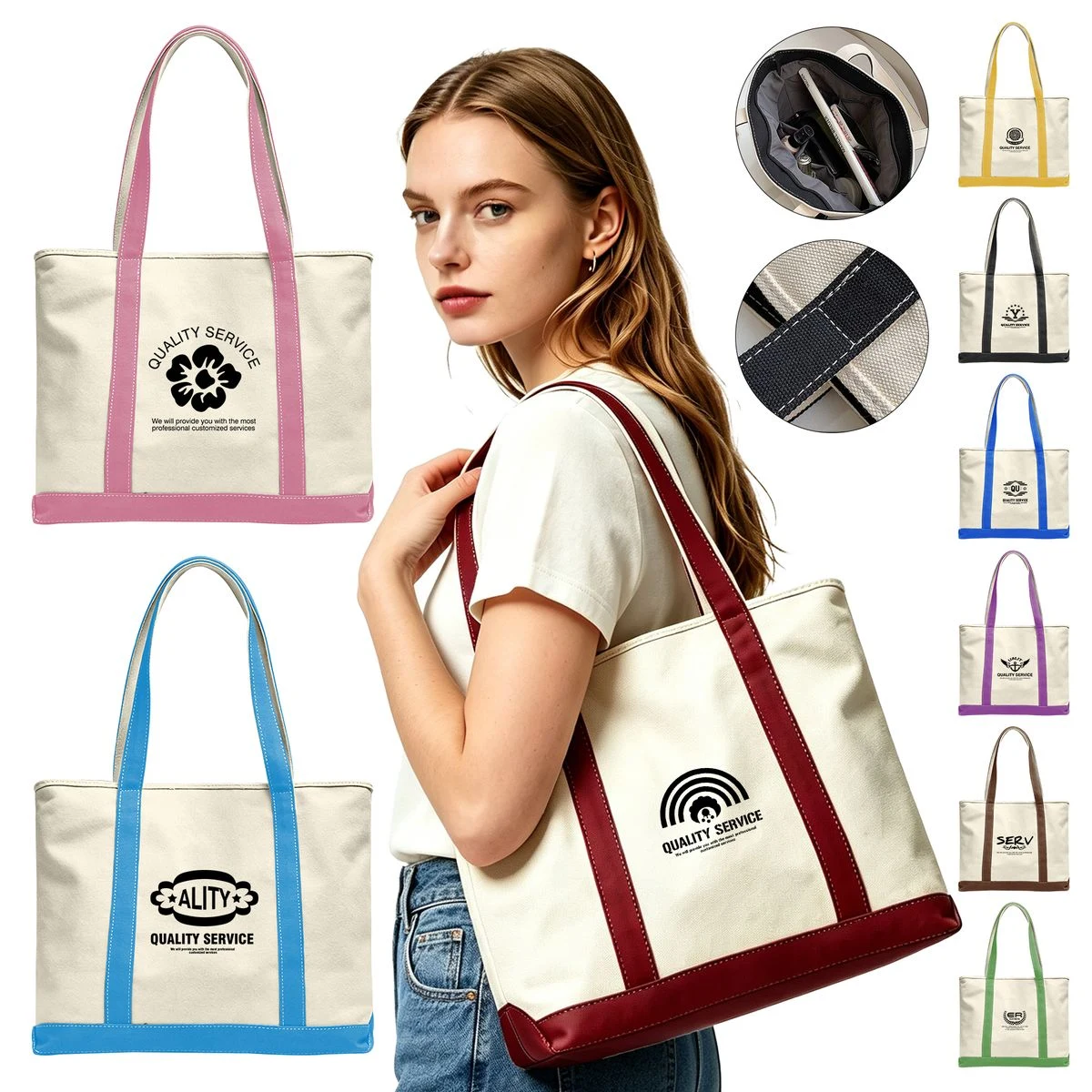 Canvas Carryall Tote, custom tote bag with logo imprint 1