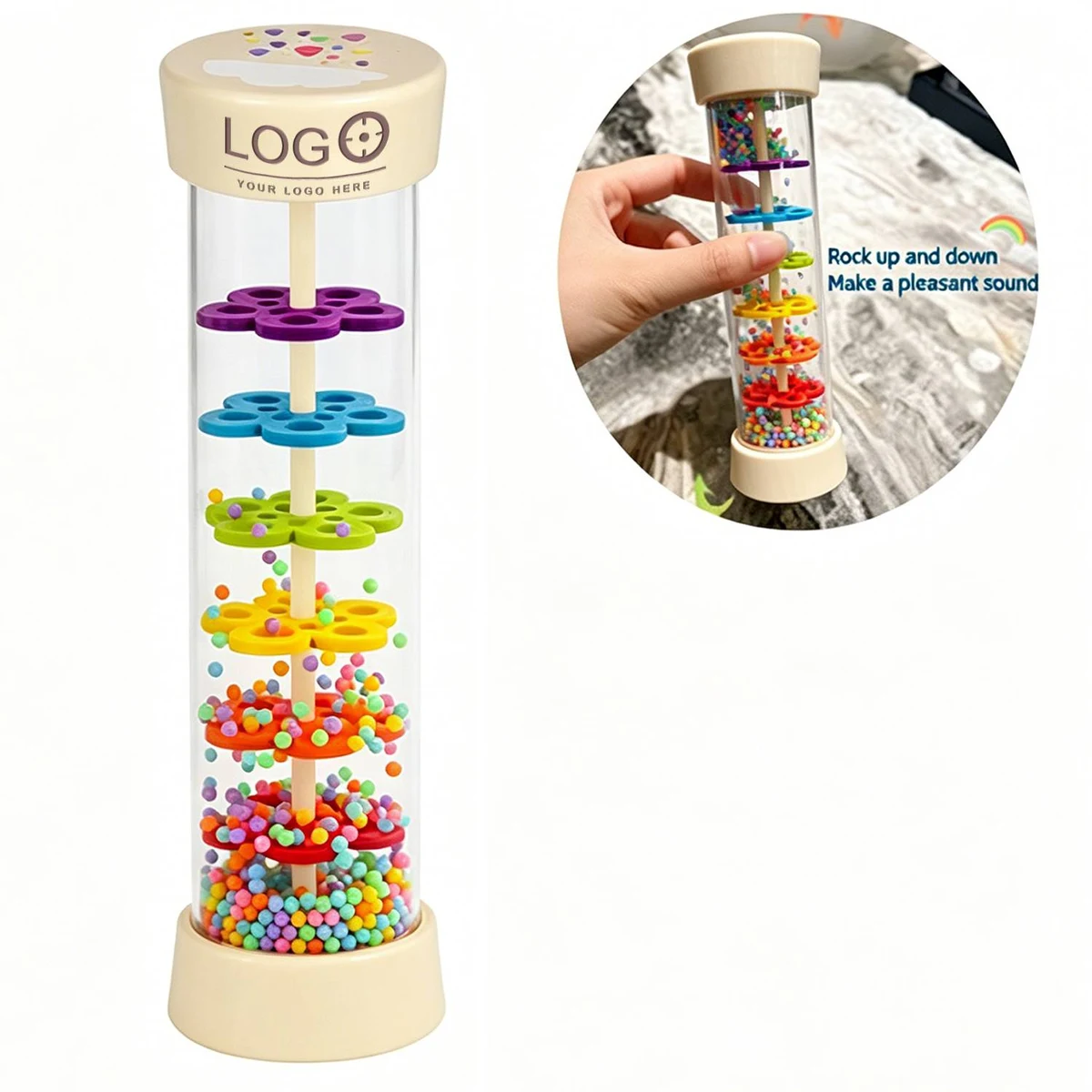 7 1/2 Inch Wooden Rainmaker Tube Montessori Music Toy 1