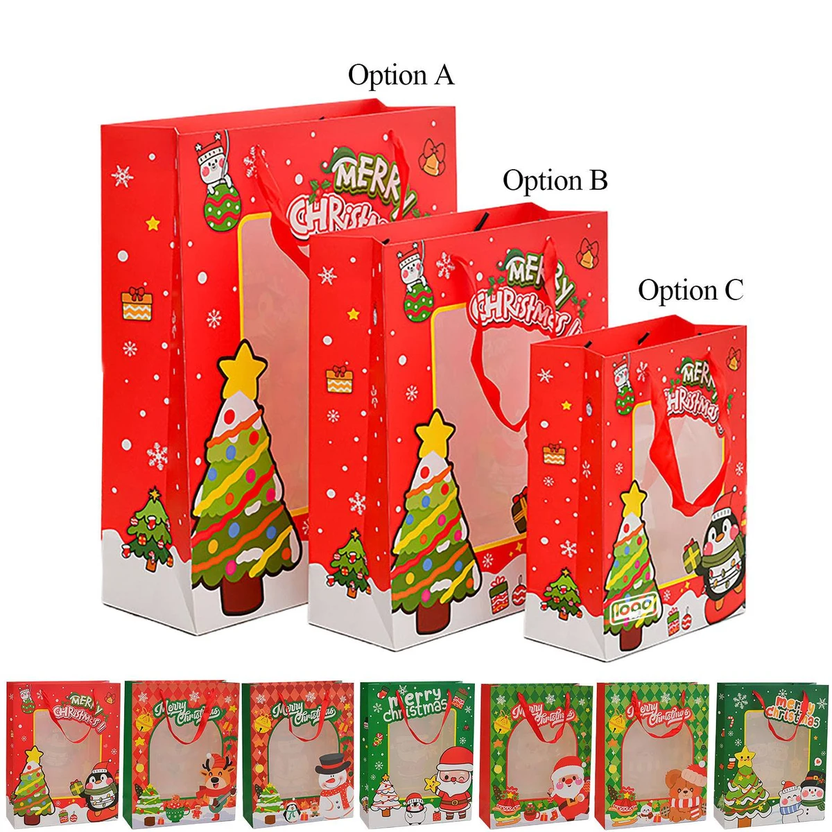 Christmas Gift Paper Bag w/ Clear Window 1