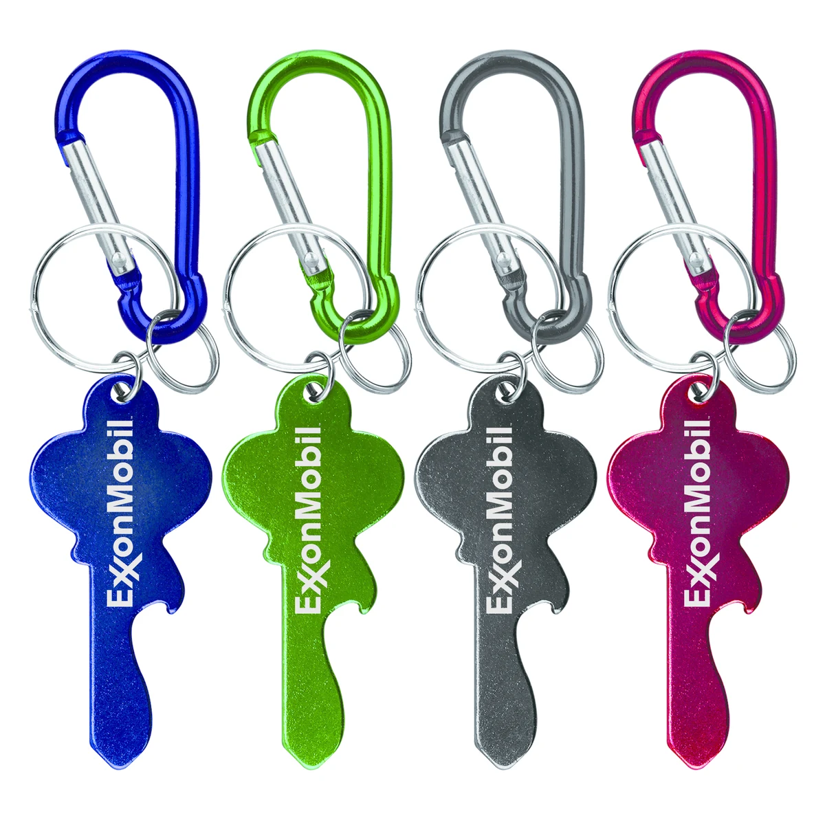 Key shape bottle opener with key ring and carabiner 1