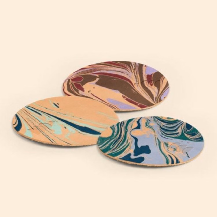 MARBLED LEATHER COASTER