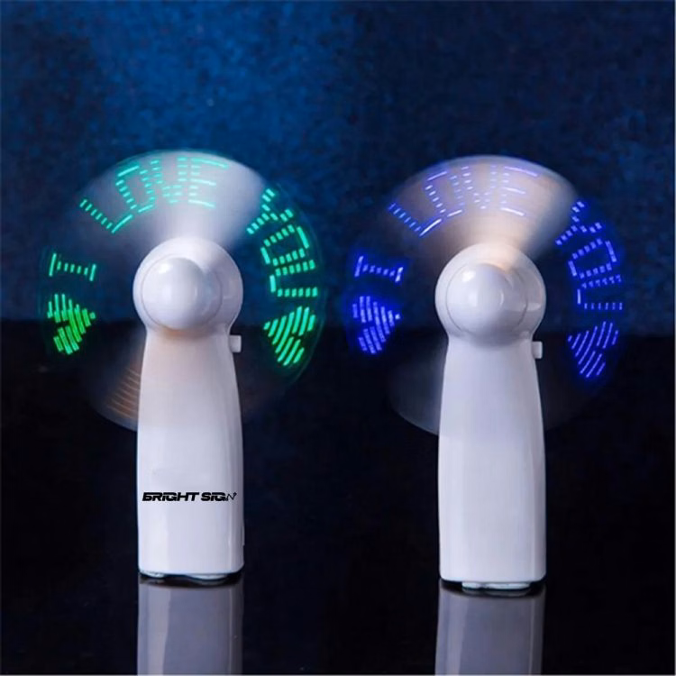 LED Mini Fan with Pre-Programmed Messages Light-Up Promotional Gift