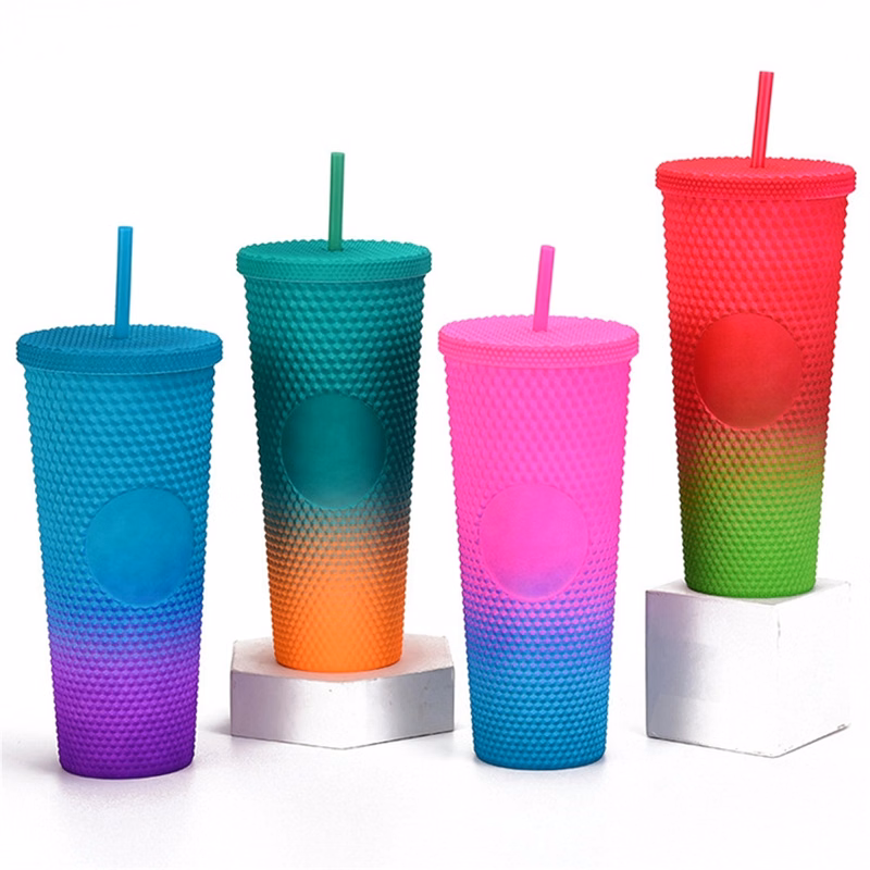 Double Walled Cups 24Oz Fully Studded Tumbler With Lid