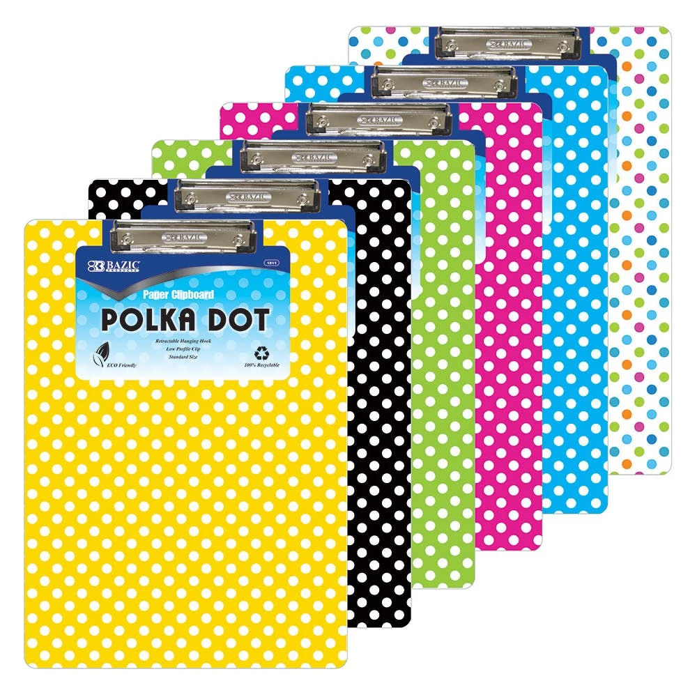 Clipboards - Low Profile Clip Assorted Polka Dot Designs 1